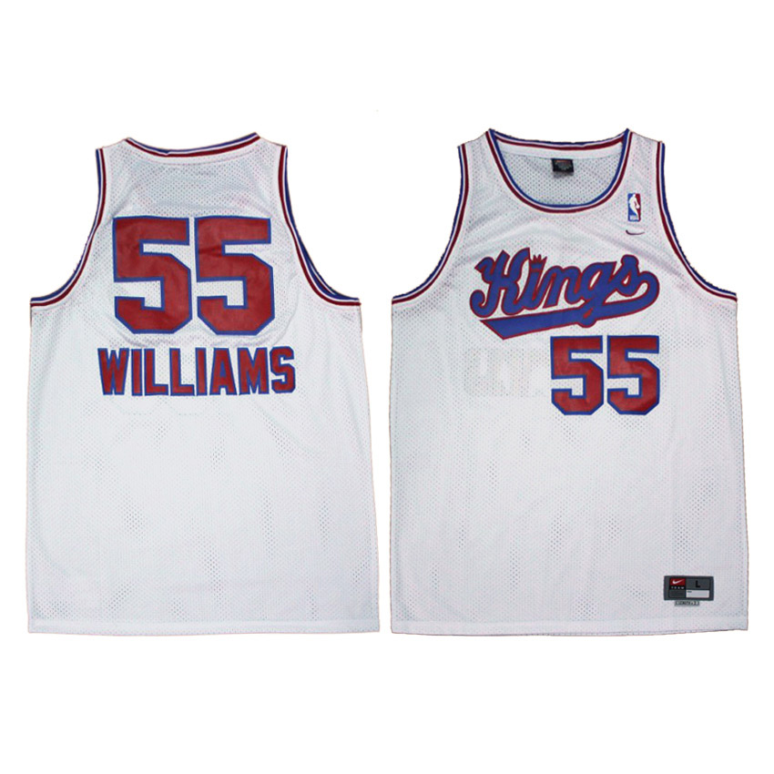 Men's  Sacramento Kings #55 Jason Williams ABA Retro White Jersey